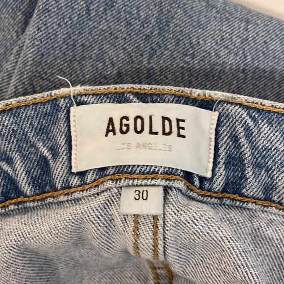 NWT Agolde reworked 90’s cinched high rise straight paper bag jeans size 30 - Picture 3 of 4